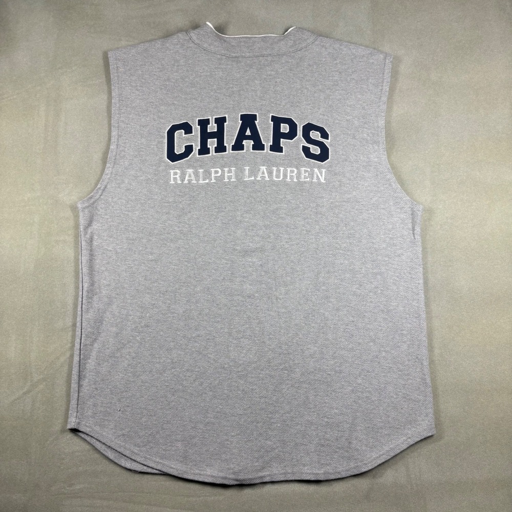 Vintage Chaps Ralph Lauren Sleeveless Baseball Jersey Gray Mens Large Y2K